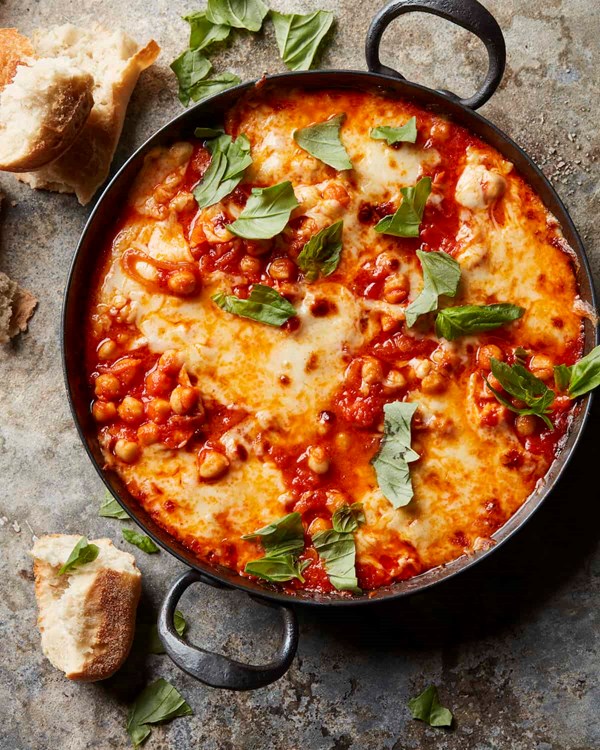 Skillet cheesy chickpeas
