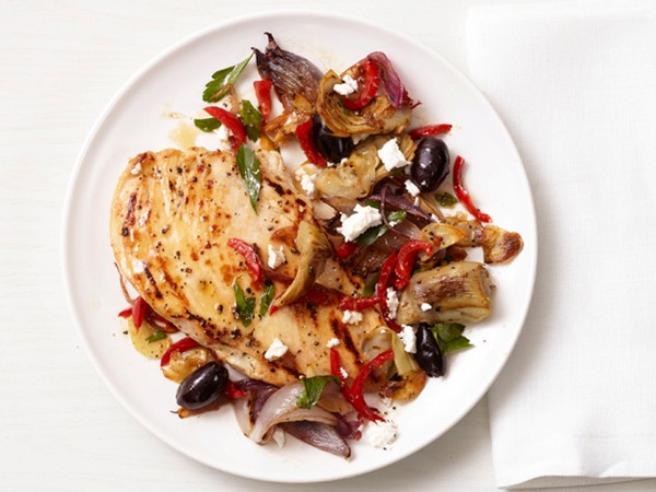 Skillet chicken and artichokes