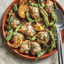 Skillet chicken breasts with basil-anchovy butter