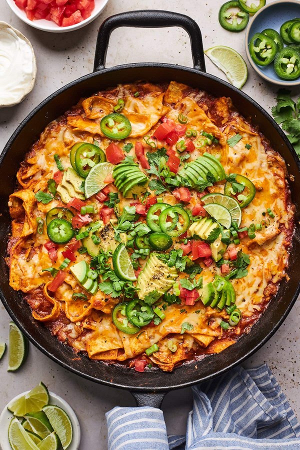 Skillet chicken enchiladas