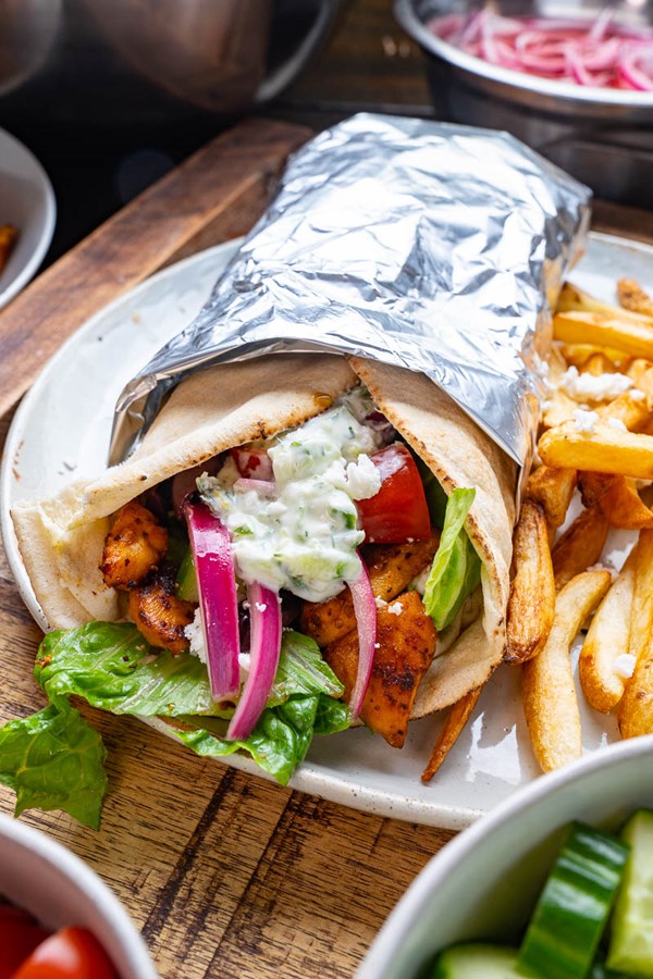 Skillet chicken gyros
