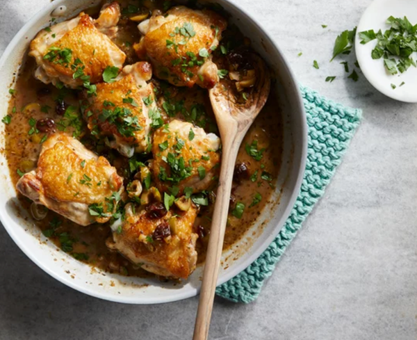 Skillet chicken with lemon & cherries
