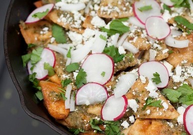 Skillet chilaquiles with tomatillo sauce