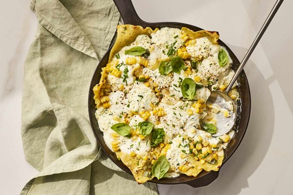 Skillet corn lasagna