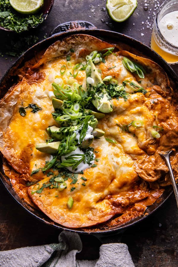 Skillet creamy chipotle chicken enchiladas