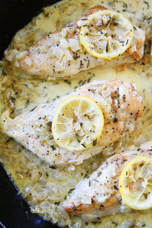 Skillet creamy lemon rosemary chicken