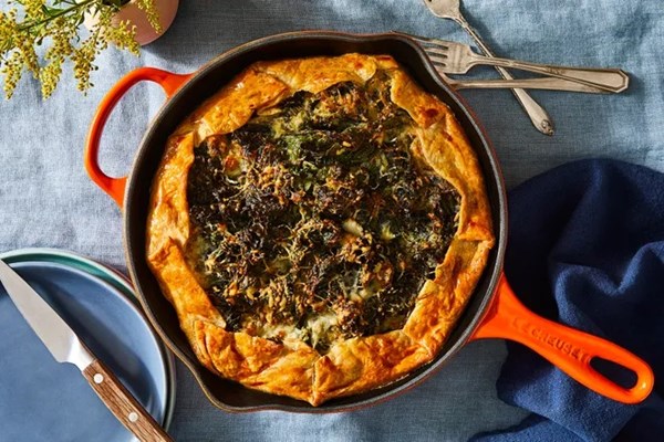 Skillet galette with creamed greens and Parmesan 