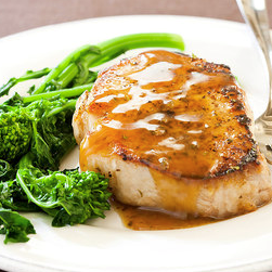 Skillet-glazed pork chops