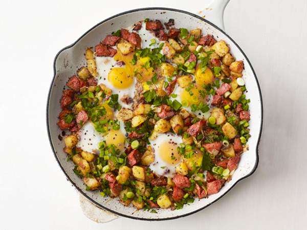 Skillet hash and eggs
