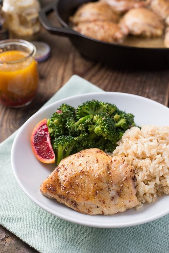 Skillet maple-mustard chicken and broccoli with vinaigrette 