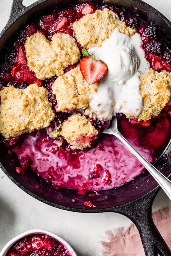 Skillet mixed berry buttermilk cobbler