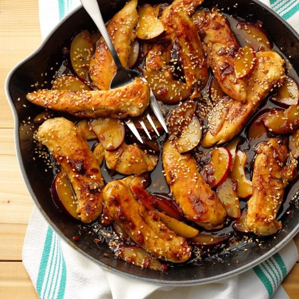 Skillet plum chicken tenders