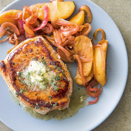 Skillet pork chops with apples and maple-sage butter