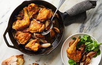 Skillet roast chicken with caramelized shallots