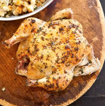 Skillet-roasted chicken and stuffing
