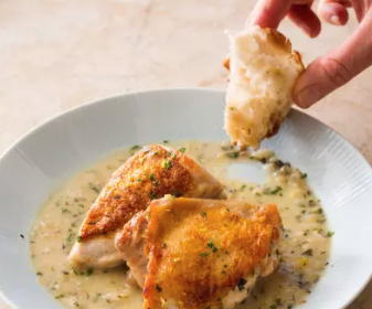Skillet-roasted chicken in lemon sauce