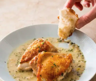 Skillet-roasted chicken in lemon sauce