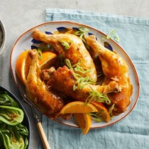 Skillet-roasted chicken legs with citrus and star anise 