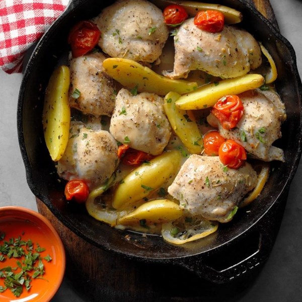 Skillet-roasted lemon chicken with potatoes 