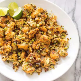 Skillet-roasted spiced cauliflower with pistachios