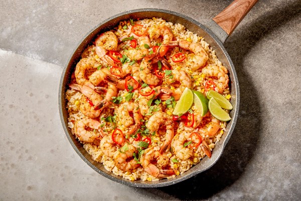 Skillet shrimp and sweet corn pilaf