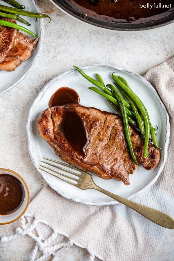 Skillet steak with barbecue-butter sauce