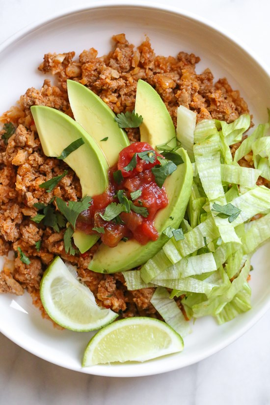 Skillet taco cauliflower rice