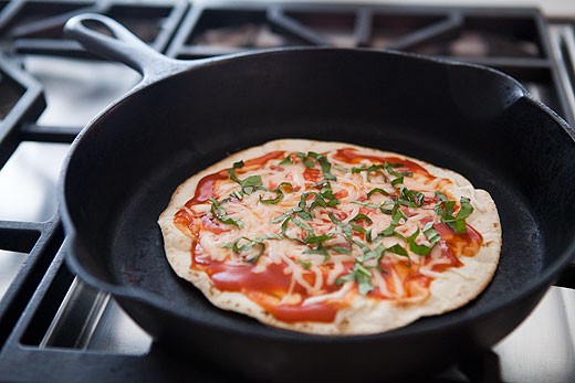Skillet tortilla pizza