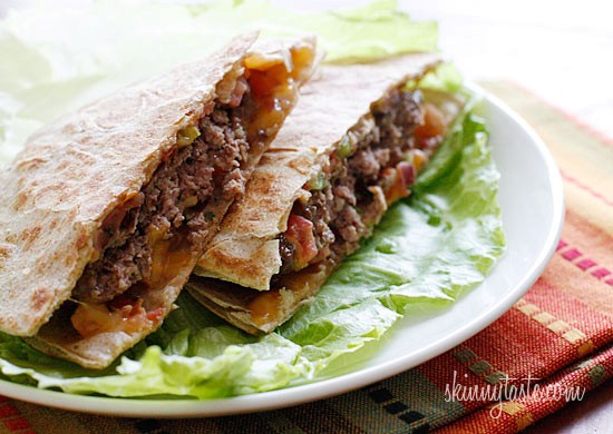 Skinny buffalo burger quesadilla