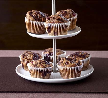 Skinny chocolate & cranberry muffins