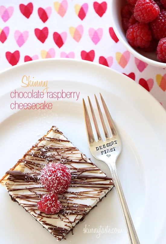 Skinny chocolate raspberry cheesecake