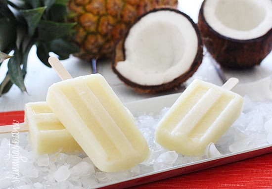 Skinny piña colada ice pops