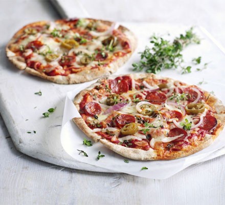 Skinny pizza with chorizo and jalapeños