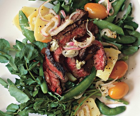 Skirt steak and horseradish potato salad
