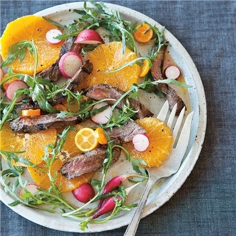 Skirt steak salad with citrus & arugula