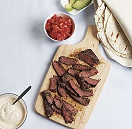 Skirt steak tacos with spicy sour cream