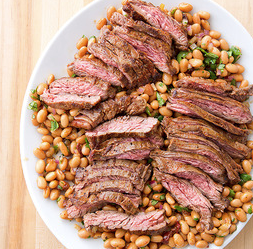 Skirt steak with pinto bean salad