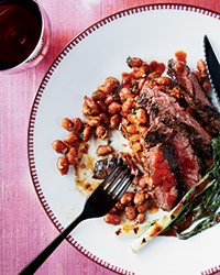 Skirt steak with pinto beans and pasilla chile vinaigrette