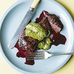Skirt steaks with Montpellier butter