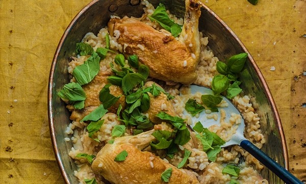 Skye Gyngell’s chicken with rice and basil