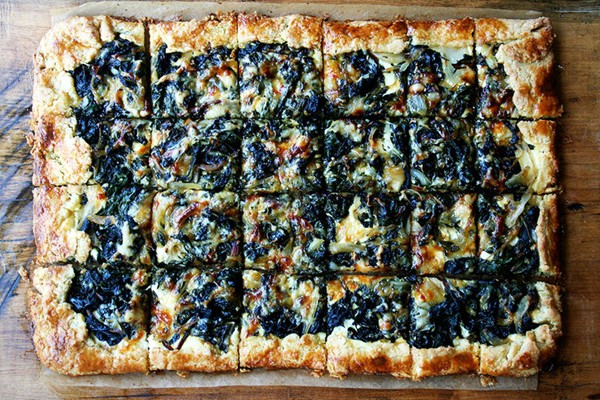Slab galette with Swiss chard and Gruyère