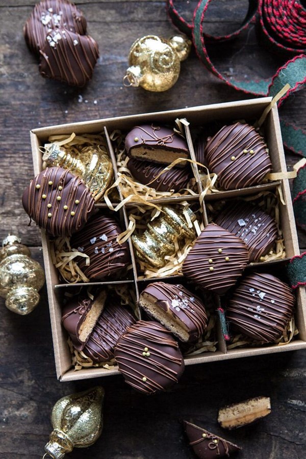Slice 'n' baked chocolate covered peanut butter cookies