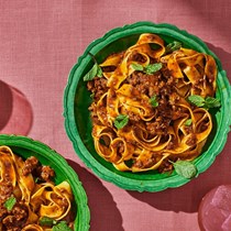 Slicked and spicy lamb noodles