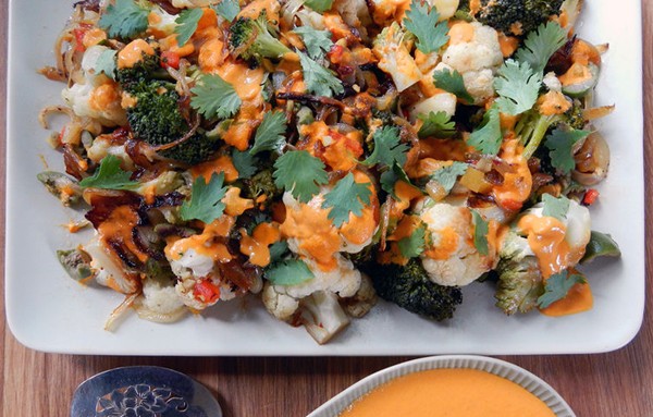 Slightly exotic skillet broccoli and cauliflower