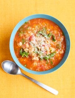 Slightly spicy minestrone soup with parsley and kale