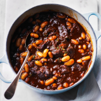 Slow and smoky pork and beans