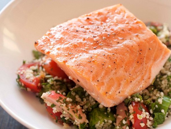 Slow-baked Atlantic salmon with tabouli