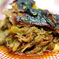 Slow-baked shoulder of lamb with fennel and rose harissa