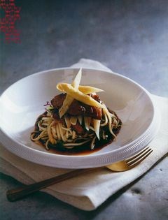 Slow-braised lamb neck with white truffle noodles and porcini