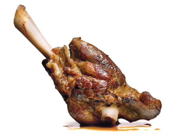 Slow-braised lamb shanks